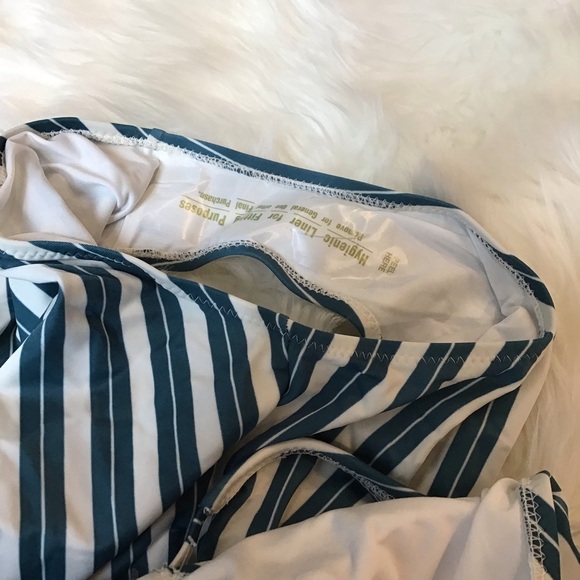 Old Navy Teal Striped Twist-Front One-Piece Swimsuit - Picture 7 of 11